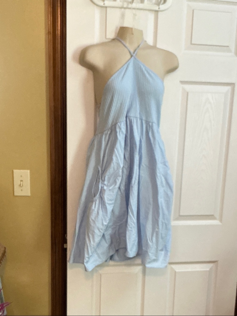 Zara Light Blue Cross-Halter  Dress